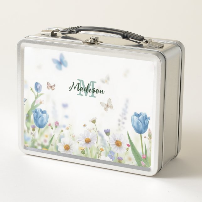 Lunch Box Joli bouquet de fleurs sauvages de printemps vert  (Devant)