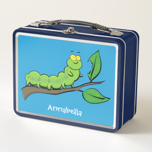 Lunch Box Joli dessin animé de chenille verte mignonne (Devant)
