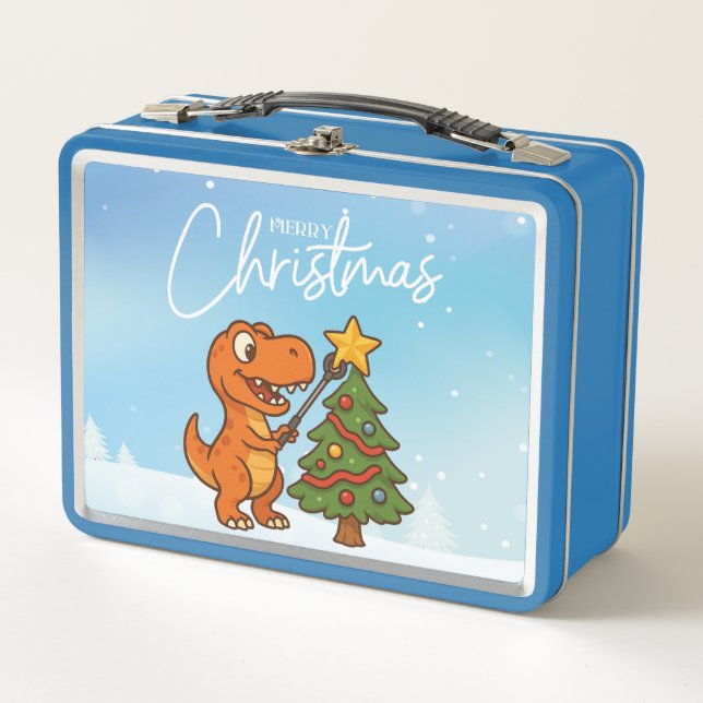 Lunch Box Joli dinosaure avec sapin de Noël (Devant)