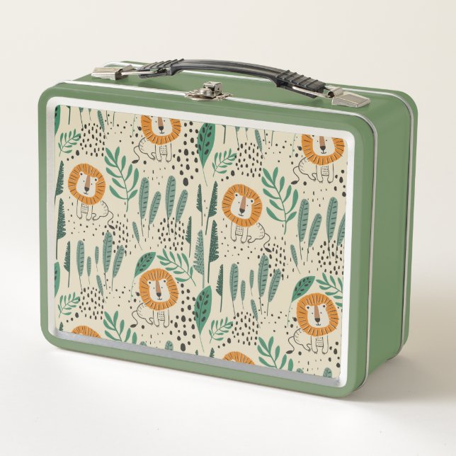 Lunch Box Joli Doodle Lion Jungle Rainforest Motif (Devant)