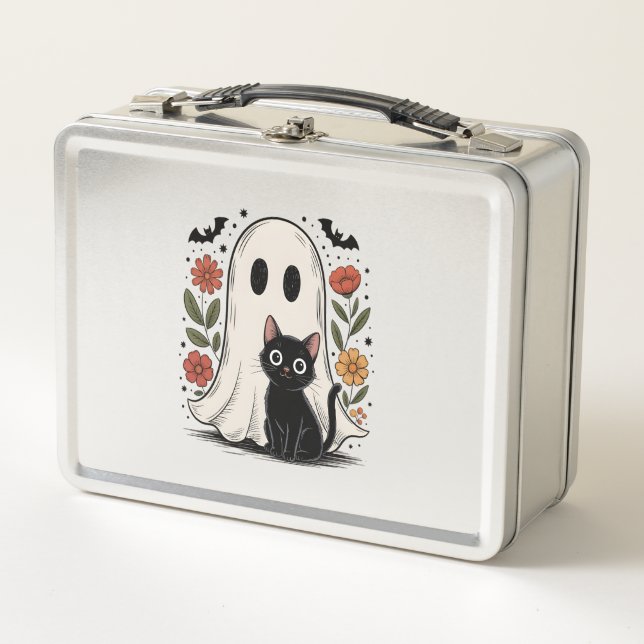 Lunch Box Joli fantôme et chat d'Halloween (Devant)