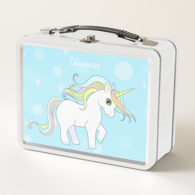 Lunch Box Joli licorne sur fond bleu clair (Devant)