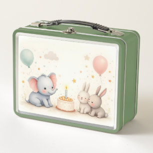 Lunch Box Joli message d'anniversaire avec des amis animaux