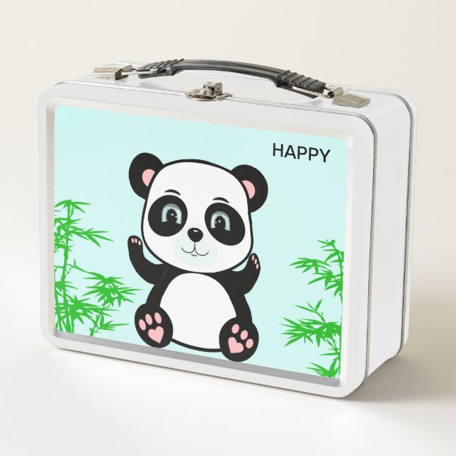 Lunch Box Joli panda heureux ours et bambou (Devant)