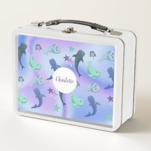 Lunch Box Joli phoque de poisson Ray Whale sur gradient Rain