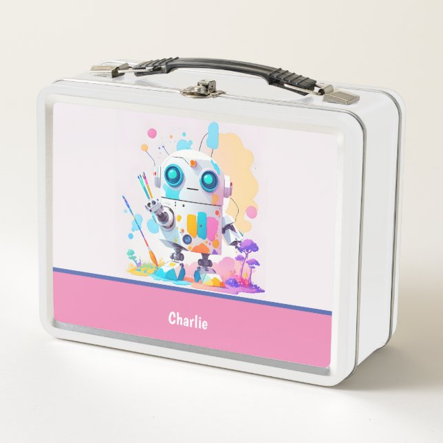 Lunch Box Joli Robot Désordonné Peinture éclaboussures (Devant)