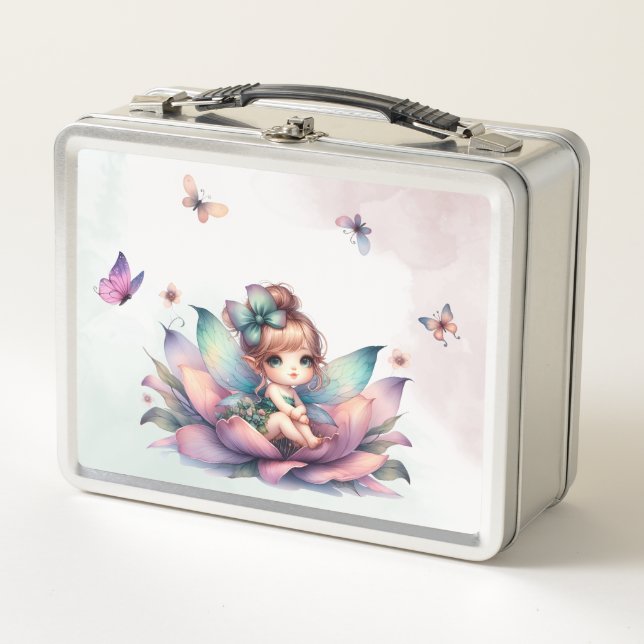 Lunch Box Jolie fée assise à l'intérieur d'une fleur (Devant)