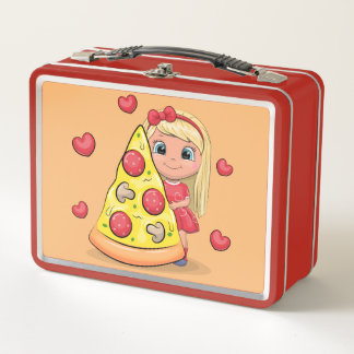 Lunch Box Jolie fille de dessin animé avec une grande tranch