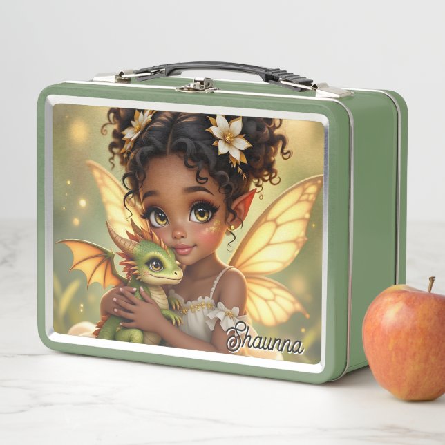 Lunch Box Jolie Fille Fée d'Anime et Dragon Chibi (En situation)