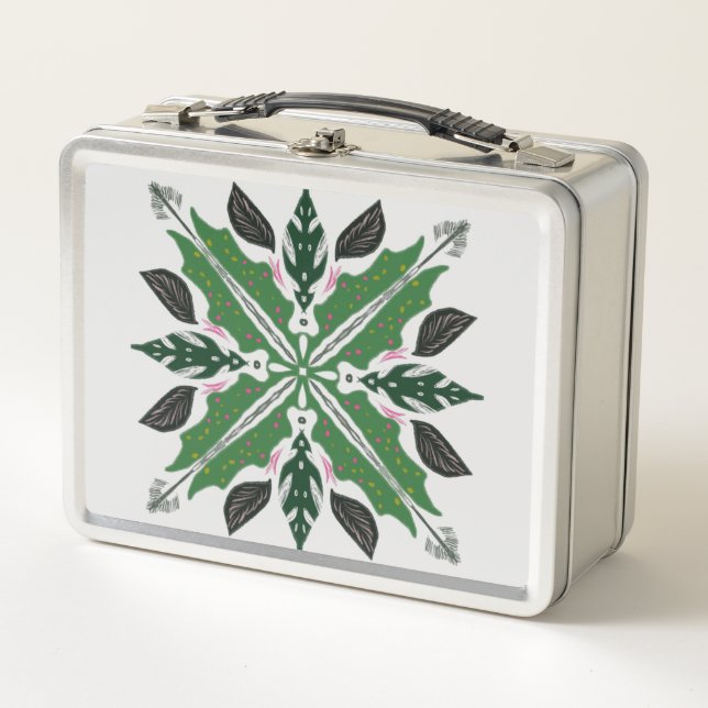 Lunch Box Jolie illustration de Doodle Botanique Vert (Devant)