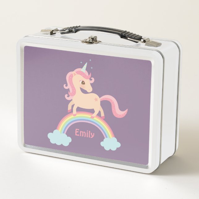 Lunch Box Jolie licorne sur Rainbow Girls Personnalisé (Devant)