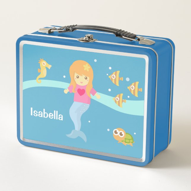 Lunch Box Jolie petite fille sirène et créatures marines (Devant)