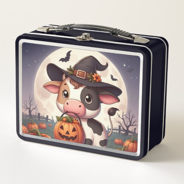 Lunch Box Jolie vache sorcière Halloween (Devant)