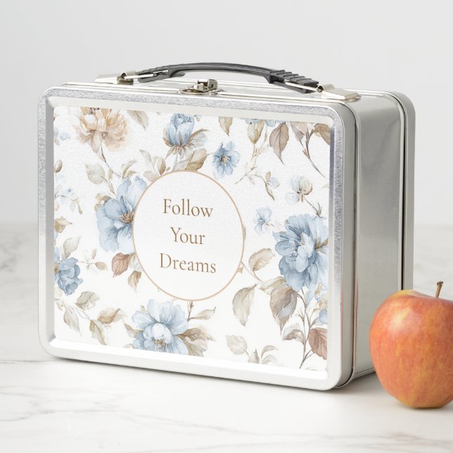 Lunch Box Jolies Fleurs Bleues Romantiques   (En situation)