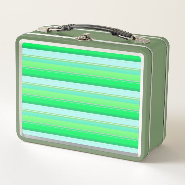 Lunch Box Jolies rayures vert aqua (Devant)