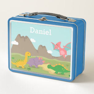 Lunch Box Jolis Dinosaures Colorés Personnalisés pour Enfant