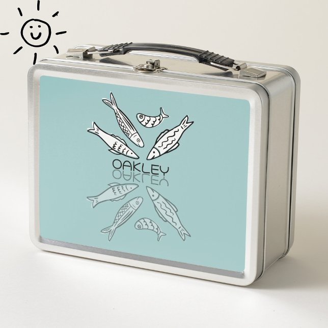 Lunch Box Jolis sardines bleus Doodle Réflexion Nom personna (Créateur téléchargé)