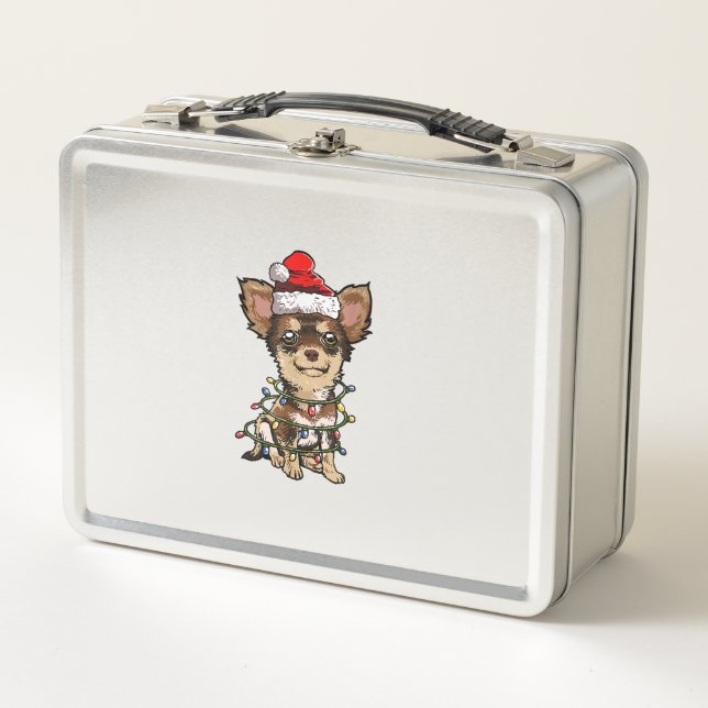 Lunch Box Jote Chihuahua Père Noël Feux de Noël Joyeux Noël (Devant)