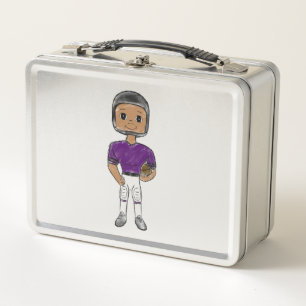 Lunch Box joueur de football vintage rétro violet noir simpl