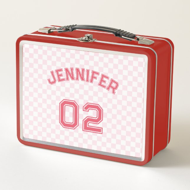 Lunch Box Joueuse rose Nom Jersey Numéro Enfants Filles Écol (Devant)