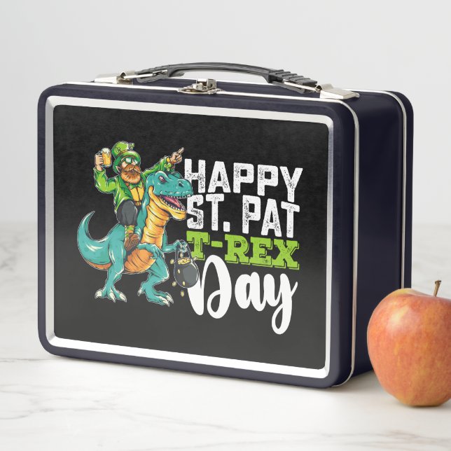 Lunch Box Joyeuse Saint-Patrick Pat T Rex Dinosaure (En situation)