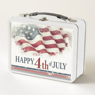 Lunch Box Joyeux 4 juillet - Drapeau américain design vintag