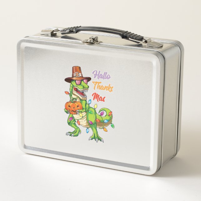 Lunch Box Joyeux Hallothanksmas T Rex Halloween Thanksgiving (Devant)