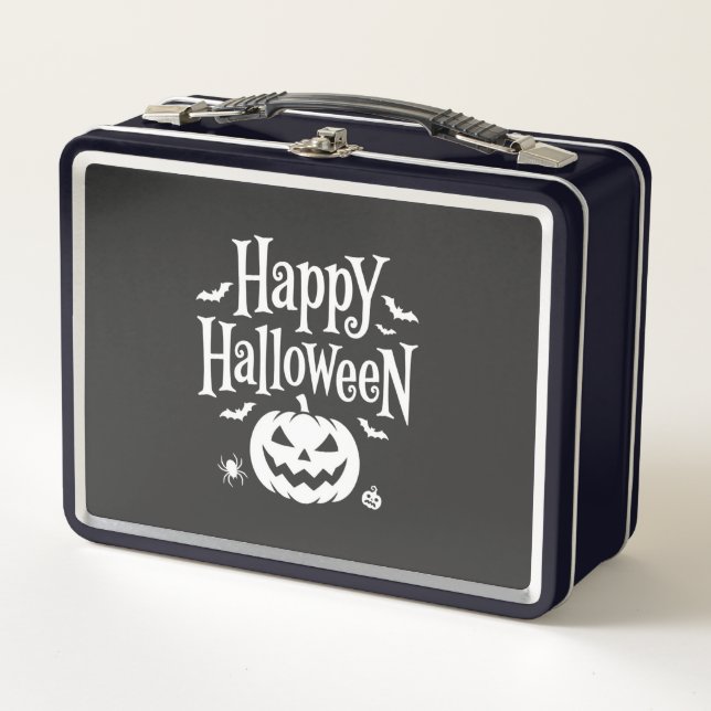 Lunch Box Joyeux Halloween Citrouille Chauve-Souris Araignée (Devant)