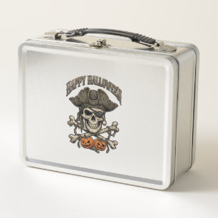 Lunch Box Joyeux Halloween Crâne de Pirate Os Croisés Citrou