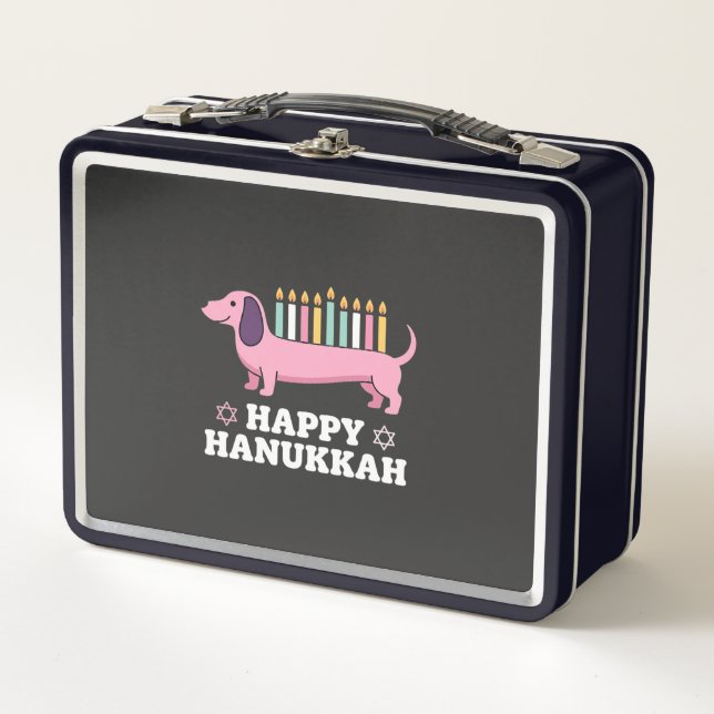Lunch Box Joyeux Hanukkah chien teckel (Devant)