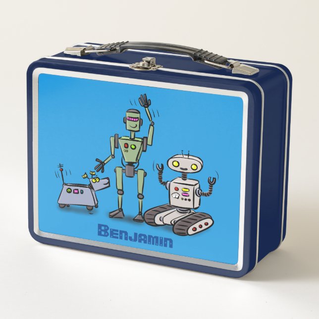 Lunch Box Joyeux joli dessin de trois robots trio (Devant)