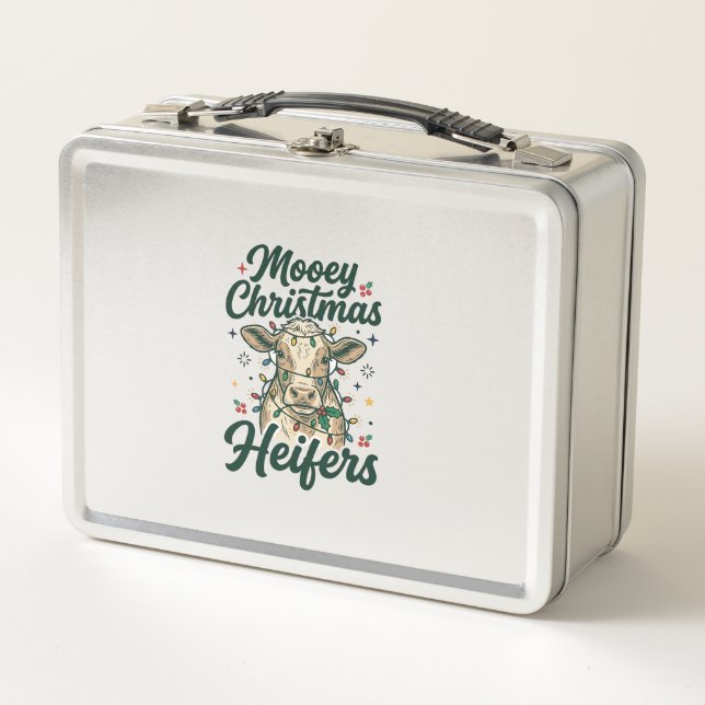 Lunch Box Joyeux Noël Génisses Drôle de Vache Noël Design (Devant)