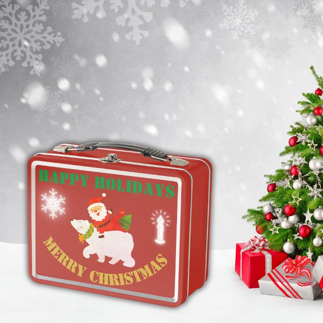 Lunch Box Joyeux Noël moderne en rouge | (Créateur téléchargé)