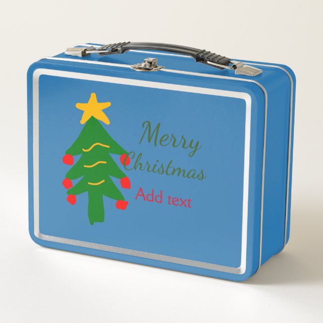 Lunch Box Joyeux Noël rouge vert Noël ajouter le nom (Devant)