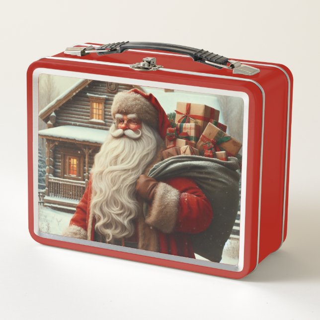 Lunch Box Joyeux Noël vintage Père Noël (Devant)