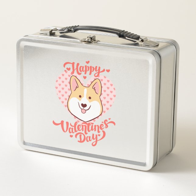 Lunch Box Joyeux Valentines Jour mignon Corgi Chien (Devant)