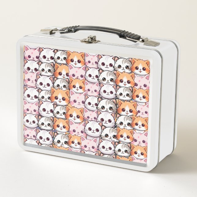 Lunch Box Kawaii Chat félin Kitten visage animal de compagni (Devant)