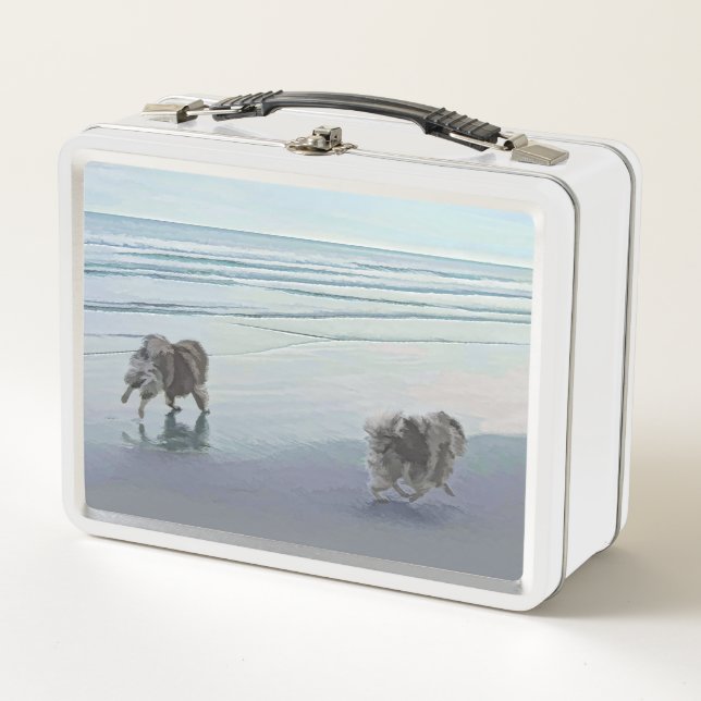 Lunch Box Keeshonds at the Seashore Peinture Dog Art (Devant)