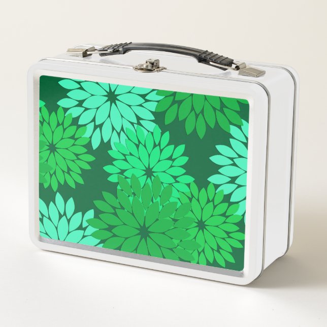 Lunch Box Kimono floral moderne Imprimer, Emerald et Jade Gr (Devant)