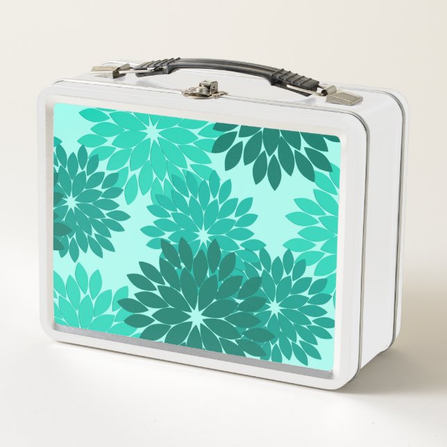 Lunch Box Kimono Floral moderne Imprimer, Turquoise, Turquoi (Devant)
