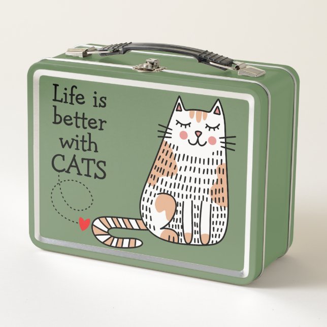 Lunch Box La vie est meilleure avec des chats Doodle (Devant)