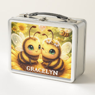 Lunch Box L'ABEILLE MINE sur un tournesol.