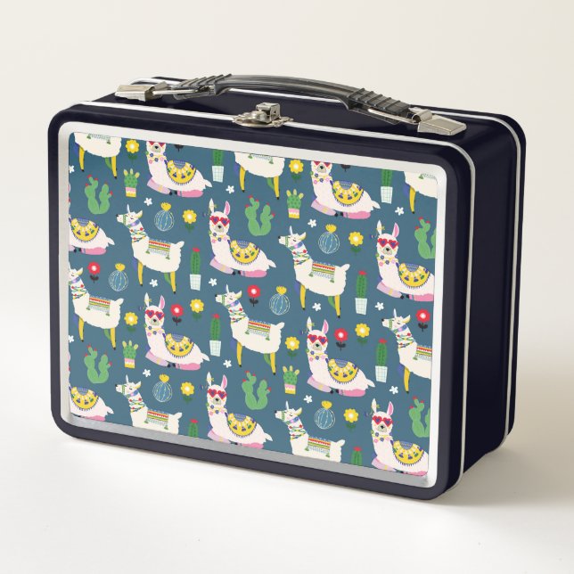 Lunch Box Lamas dans le motif de lunettes de soleil (Devant)