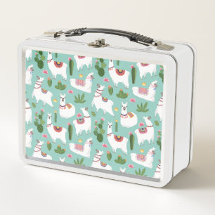 Lunch Box Lamas mignons sur le motif turquoise