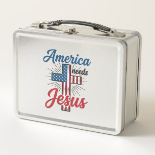 Lunch Box L'Amérique a besoin de Jésus conception de chemise