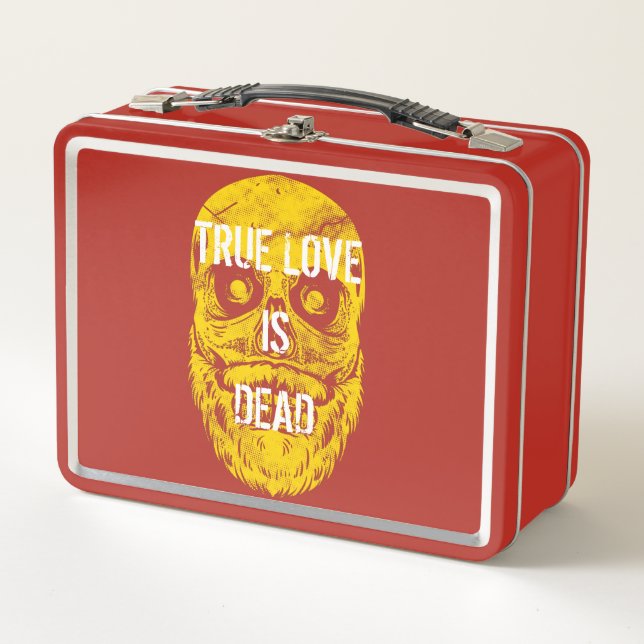 Lunch Box L'Amour Vrai Est Mort, Gros Crâne Jaune (Devant)