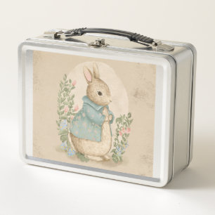 Lunch Box lapin à pierre vintage avec fleurs