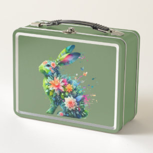 Lunch Box Lapin de lapin de puissance de fleurs