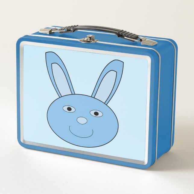 Lunch Box Lapin Garçon Visage de Pâques Printanier Bleu (Devant)