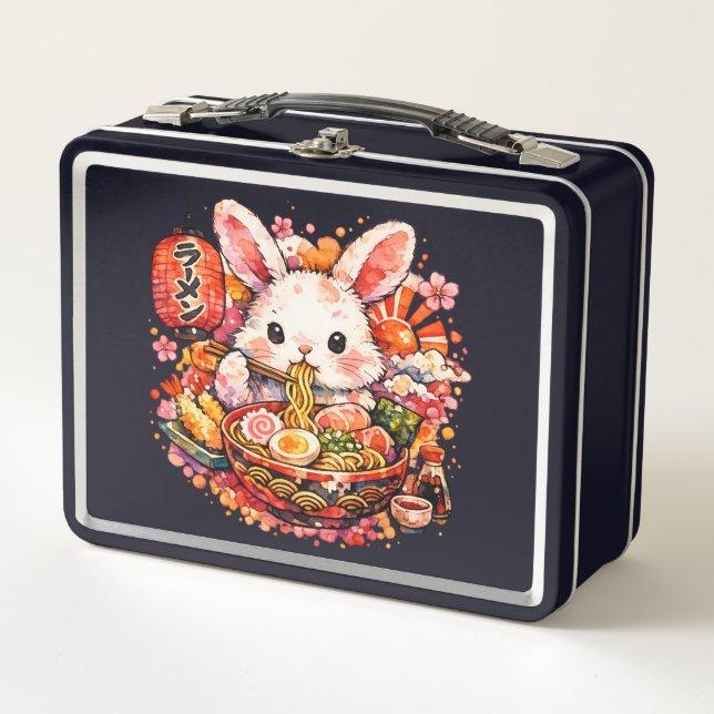 Lunch Box Lapin mangeant des ramen (Devant)